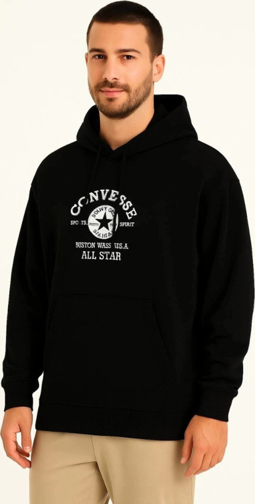 Üç İplik Kapşonlu ön Ve Arka Baskılı SweatShirt Hoodie