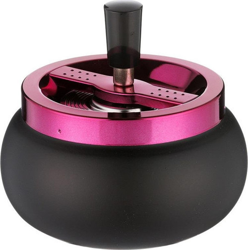 Bas-Çevir Metal Hazneli Küllük Siyah-Mor 13 cm