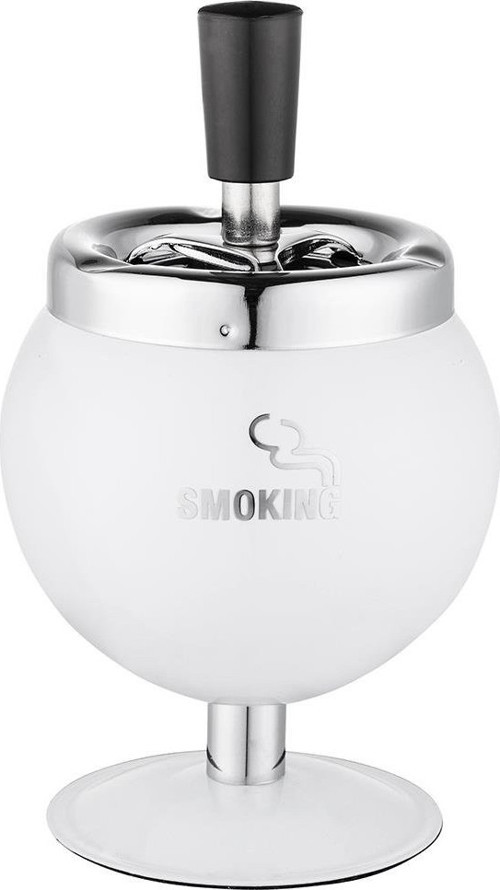 Bas-Çevir Metal Hazneli Küllük Standlı Beyaz 8 cm