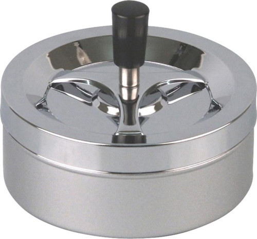 Bas-Çevir Metal Hazneli Küllük Mat Krom 14cm