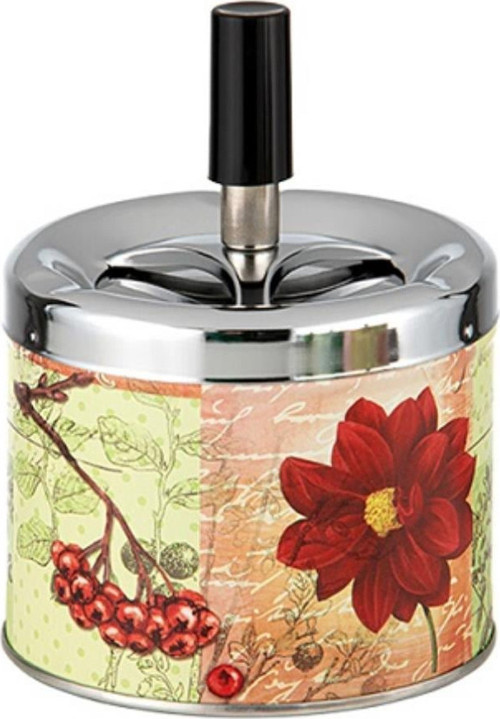 Bas-Çevir Metal Hazneli Küllük Çiçekler3 9 cm