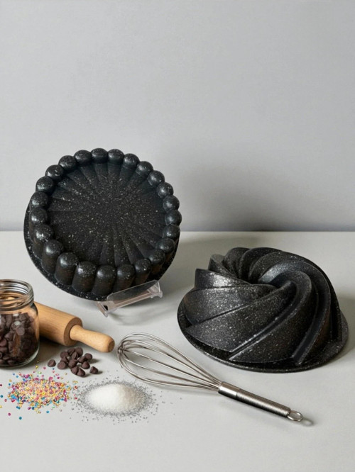 2’li Rüzgar Granit Döküm Kek & Tart Kalıbı 26 cm – Siyah