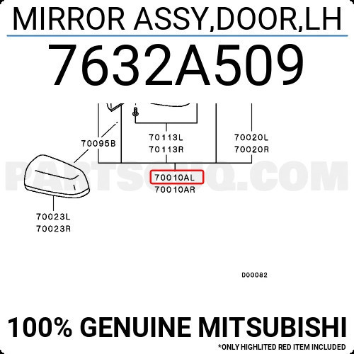 Mitsubishi Lancer Dış Ayna Elektrikli Isıtmalı Sedan Sol 2008- (Oem No: 7632A509)