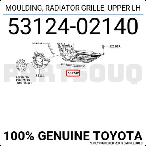 Toyota Auris Ön Panjur Bandı Nikelaj Sol 2013- (Oem No: 5312402140)
