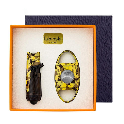 Yeni Seri Çakmak Ve Kesici Puro Seti Camo Yellow