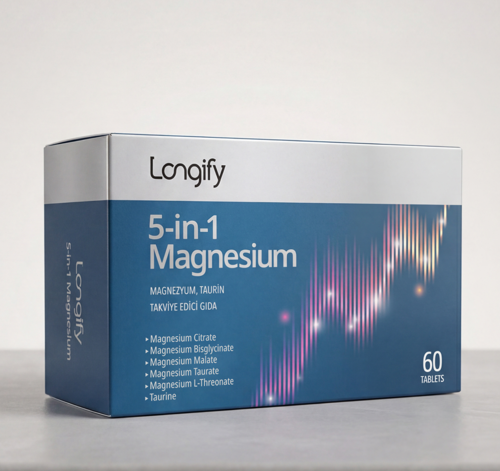 5-in-1 Magnesium; Magnezyum Bisglisinat, Sitrat, Malat, L-Treonat, Taurat ve Taurin 60 Tablet