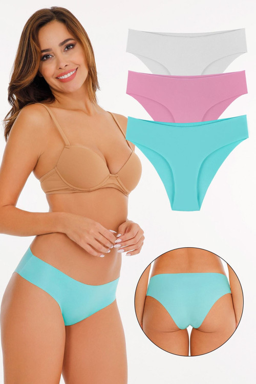 Kadın Lazer Kesim Düşük Bel Külot 3'Lü Paket Set 2049