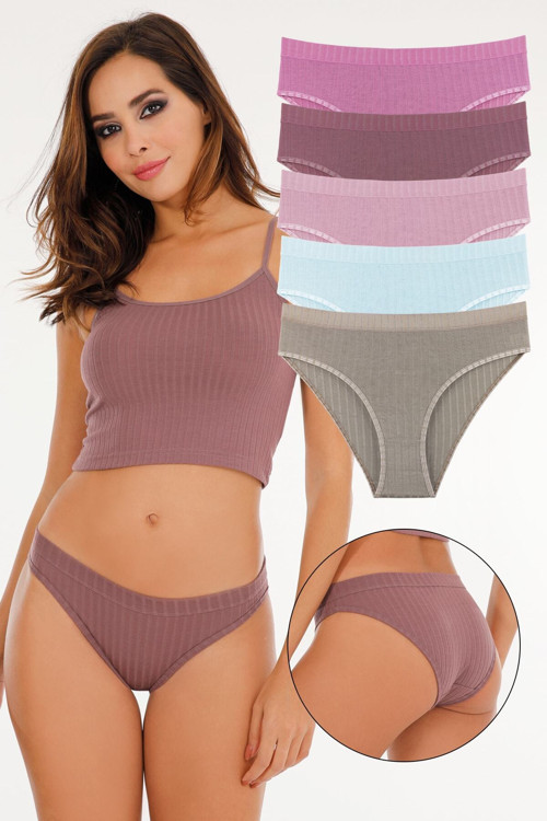 Kadın Fitilli Soft Renkler 5'Li Slip Külot Set - Kts3053