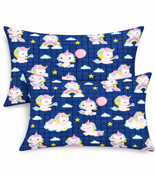 Kapaklı Yastık Kılıfı (2 Adet) 50 x 70 cm Unicorn Mavi