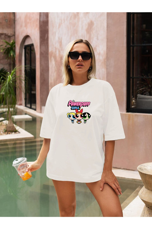 Powerpuff Girls Baskılı Unisex Oversize Tişört Baskılı Tshirt