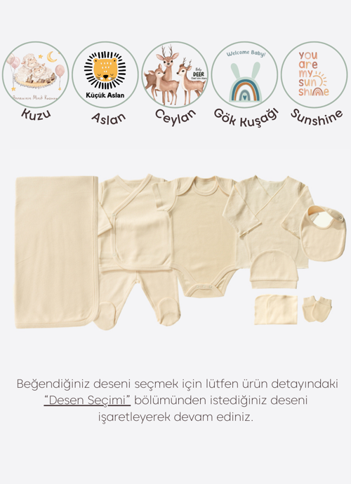 Organik İsme Özel 10'lu Hastane Çıkış Seti Natural