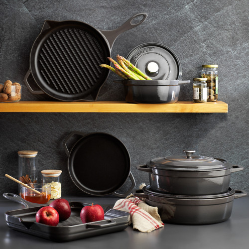 Guss Chef Döküm Basık Tencere 26 Cm 2 Parça-Gri