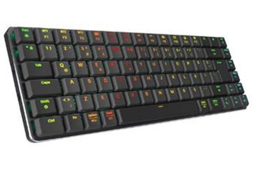 W-GRANITE Siyah-Gri Low Profile BLUE SWITCH Mekanik Gaming Oyuncu Klavye Q RGB 2,4 ghz+ BT