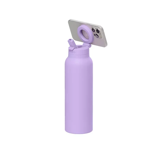 Pro Pipetli, Telefon Tutuculu Termal Çelik Termos 710 ml Lila