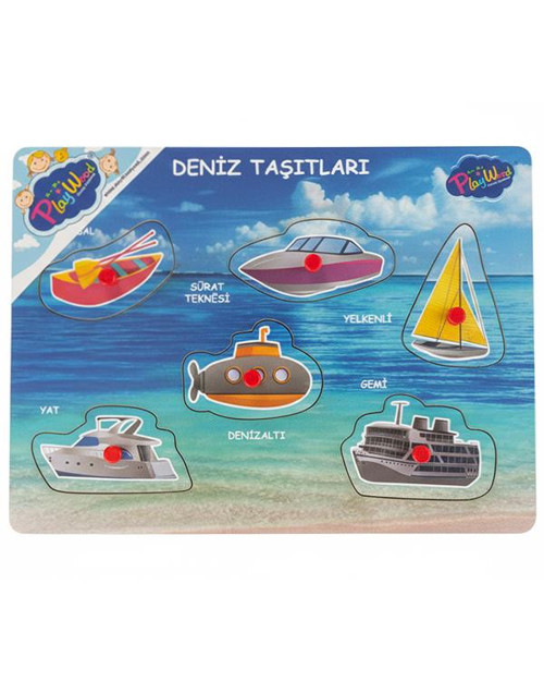Ahşap Tutmalı Eğitici Puzzle Deniz Taşıtları ONY326