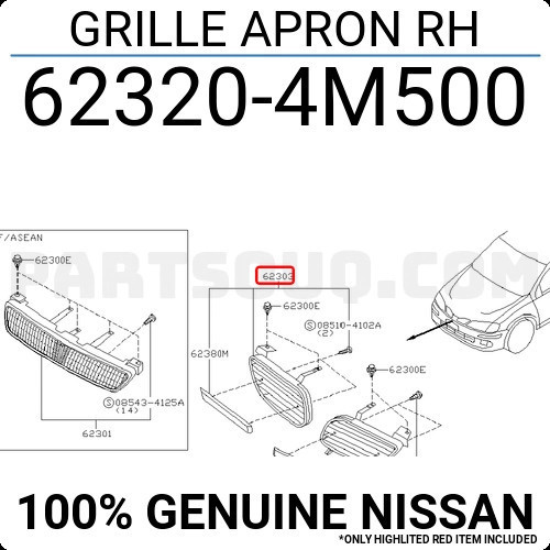 Nissan Almera Ön Panjur Sağ 2000-2002/Tüv (Oem No: 623204M500)