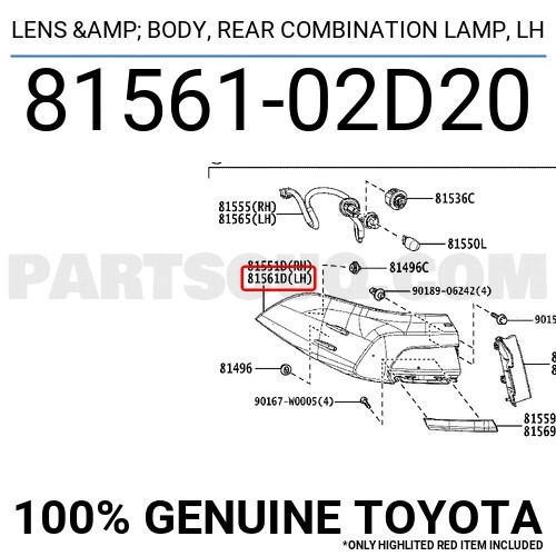 Toyota Corolla Arka Stop Sol 2018 (Oem No: 8156102D20)
