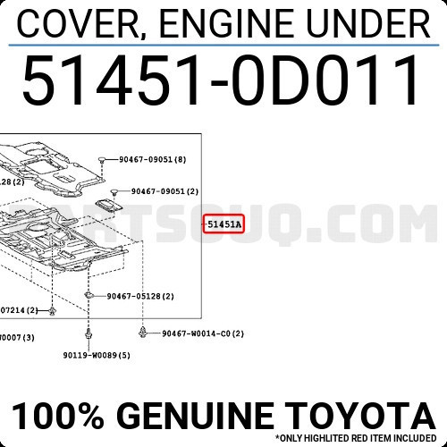 Toyota Yaris Karter Muhafaza Plastiği 2011- (Oem No: 514510D011)