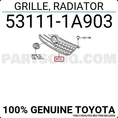 Toyota Corolla Ön Panjur Nikelaj 2002- (Oem No: 531111A903)