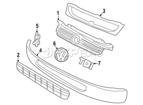 Volkswagen Transporter Ön Panjur Alt 1997-2002 (Oem No: 7D085365401C)