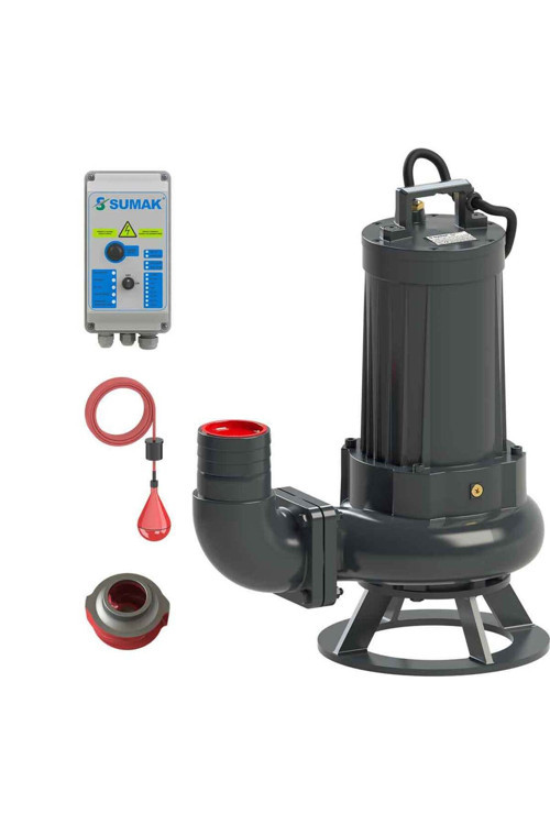 Sumak Sdtk 150/4 Foseptik Dalgıç Pompa 11 Kw - 15 Hp (380V) Trifaze (Panolu, Flatörlü , 10 Mt Kablolu)