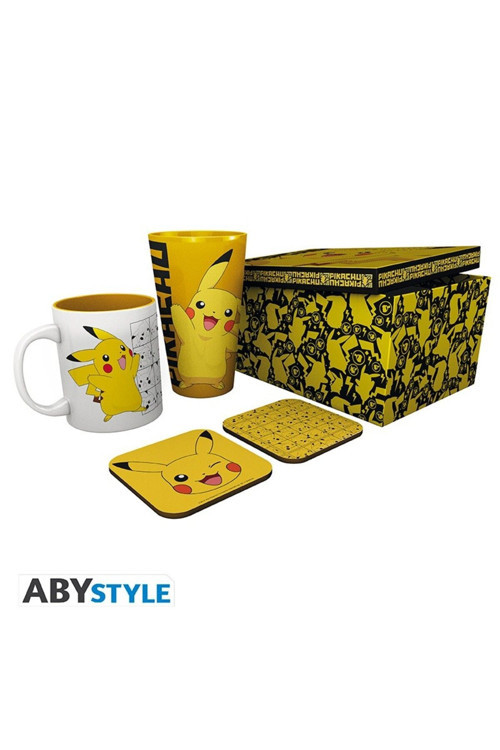 Gift Set Glass + Mug + 2 Coasters Pikachu- Gfb0108