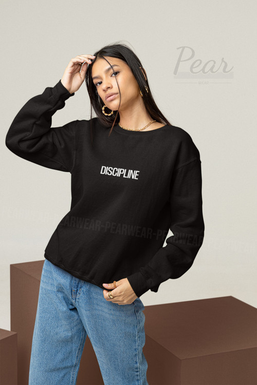 Discipline Baskılı Kadın 3 İplik Şardonlu Oversize Sweatshirt