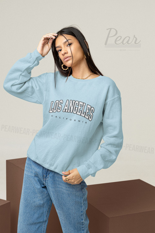 Los Angeles Baskılı Kadın 3 İplik Şardonlu Oversize Sweatshirt