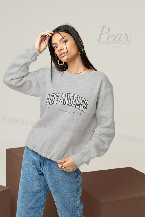 Los Angeles Baskılı Kadın 3 İplik Şardonlu Oversize Sweatshirt
