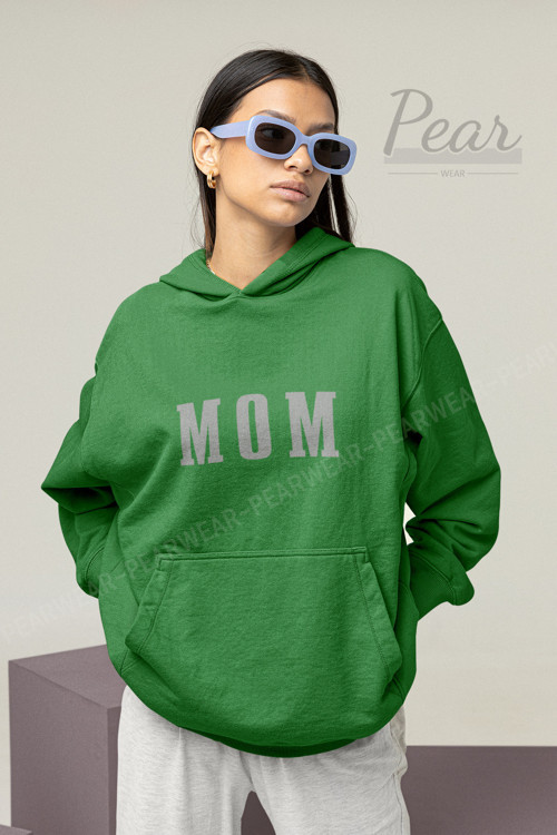 Mom Baskılı Kadın 3 İplik Şardonlu Oversize Kapüşonlu Anne Sweatshirt