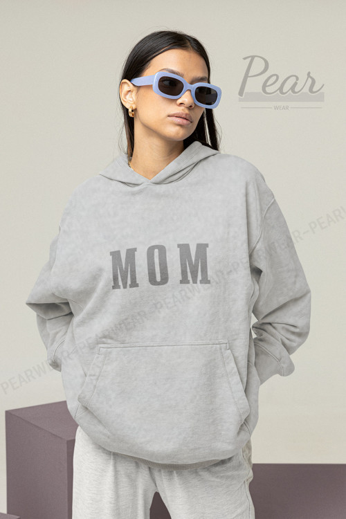 Mom Baskılı Kadın 3 İplik Şardonlu Oversize Kapüşonlu Anne Sweatshirt