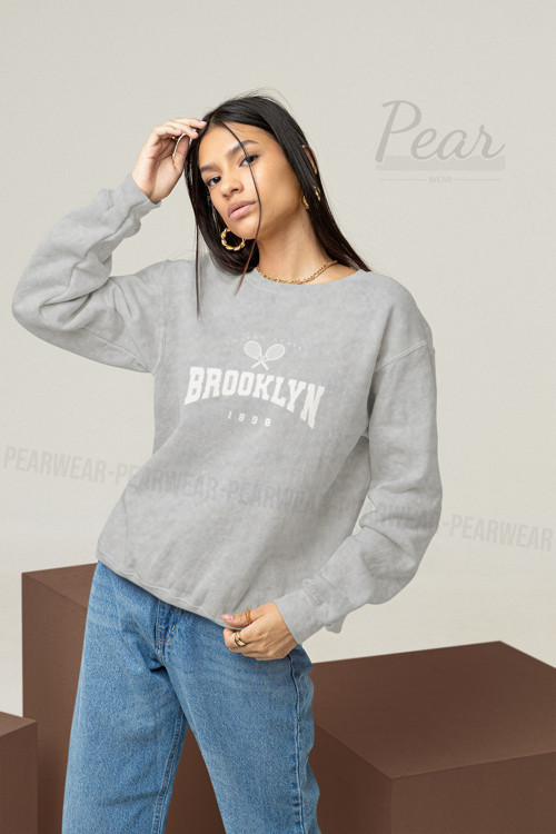 Brooklyn Baskılı Kadın 3 İplik Şardonlu Oversize Sweatshirt