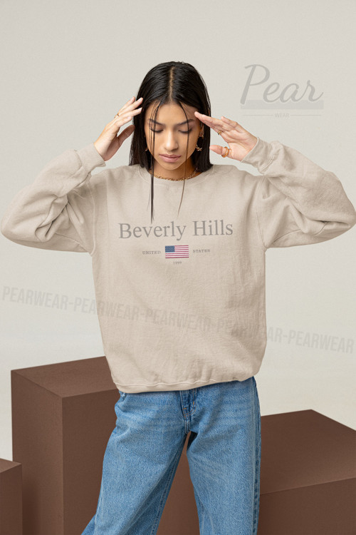 Beverly Hills Baskılı Kadın 3 İplik Şardonlu Oversize Sweatshirt