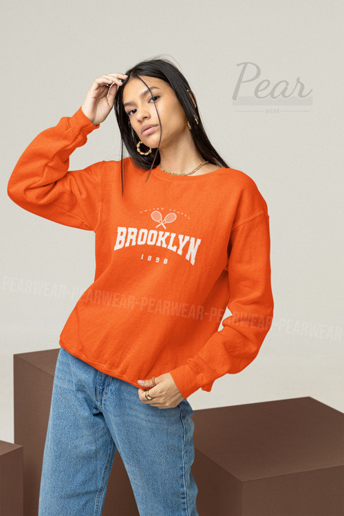 Brooklyn Baskılı Kadın 3 İplik Şardonlu Oversize Sweatshirt