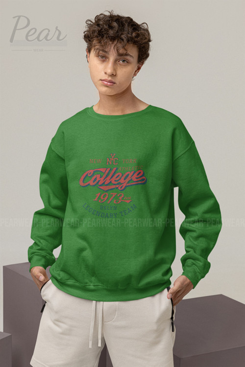 College Baskılı Erkek Oversize Sweatshirt