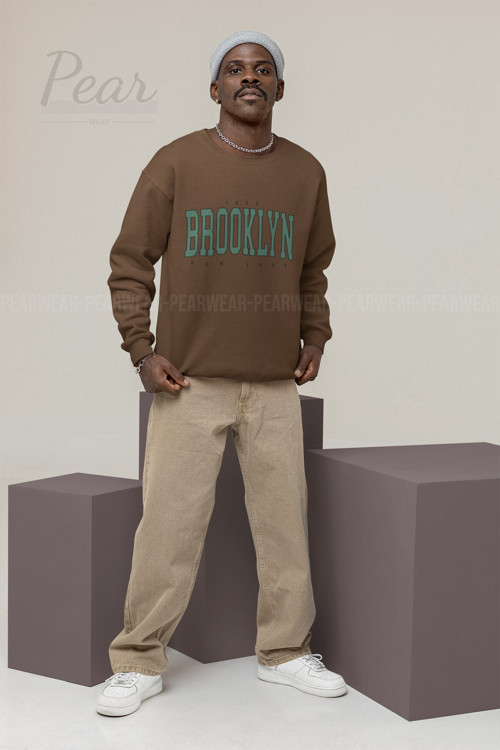 Brooklyn Baskılı Erkek Oversize Sweatshirt