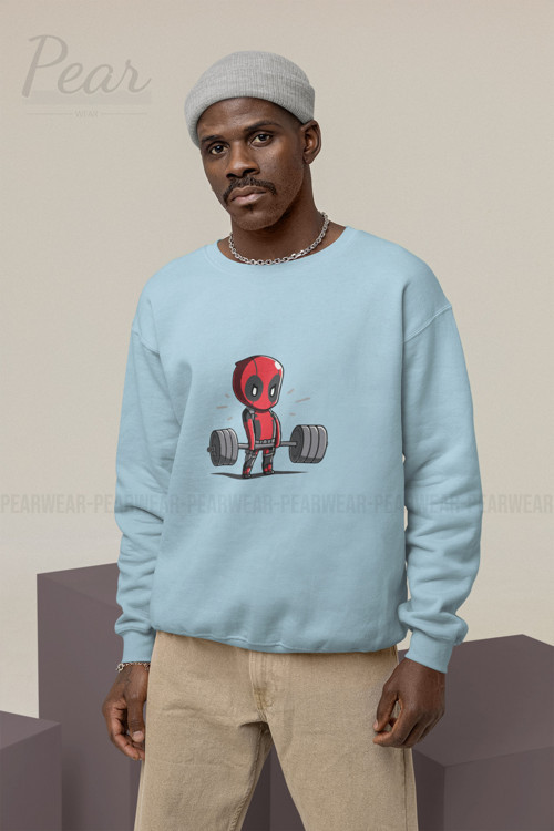Deadpool Baskılı Erkek 3 İplik Şardonlu Oversize Sweatshirt
