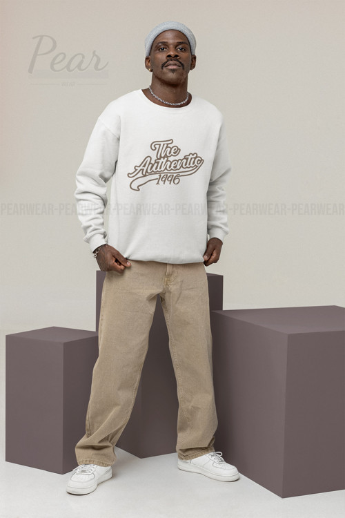 Authentic Baskılı Erkek Oversize Sweatshirt