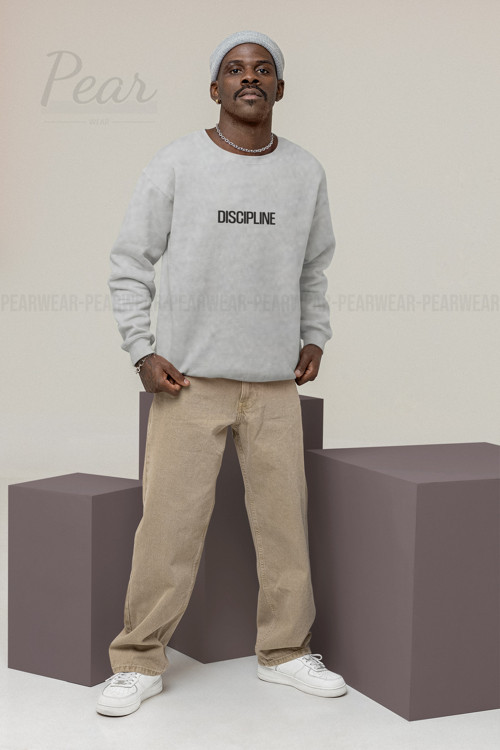 Discipline Baskılı Erkek Oversize Sweatshirt