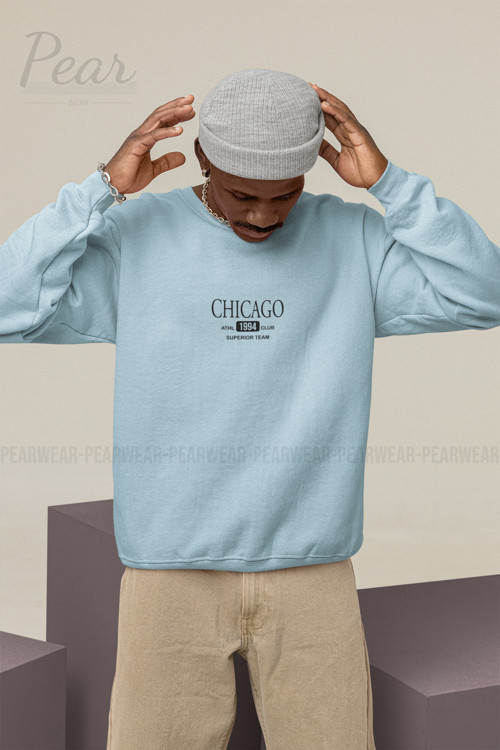 Chicago Baskılı Erkek Oversize Sweatshirt