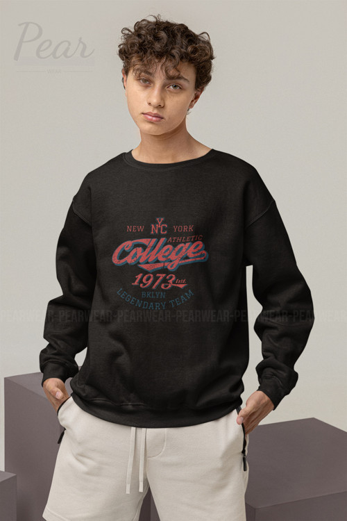 College Baskılı Erkek Oversize Sweatshirt