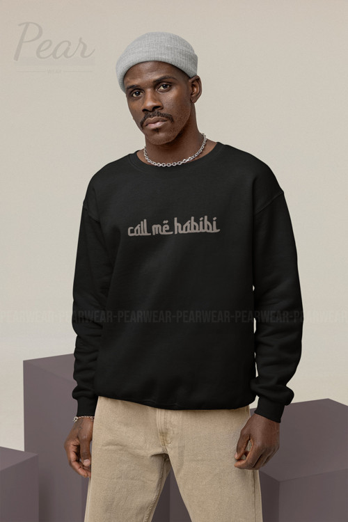 Call Me Habibi Baskılı Erkek 3 İplik Şardonlu Oversize Sweatshirt
