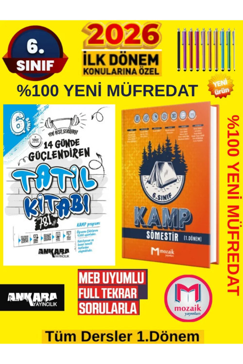 Ankara Yayıncılık Ankara 2026 6.Sınıf 1.Dönem 14 Günde Kamp+Mozaik 2026 6.Sınıf 1.Dönem Kamp Tekrar