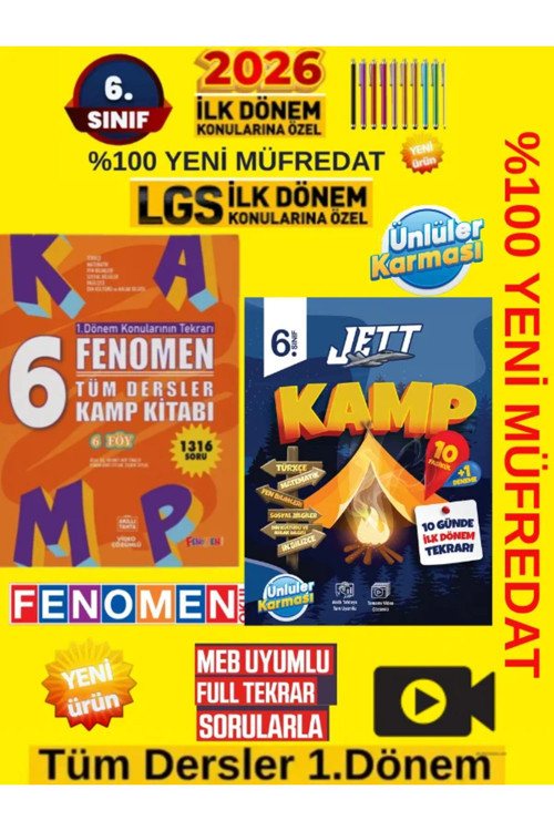 Fenomen Yayıncılık 2026 6.Sınıf Tüm Dersler 1.Dönem Kamp | Ünlüler Jett Kamp %100 Yeni Müfredat – Kalemli Set