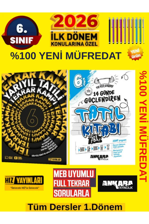 Hız Yayınları Hız 2026 6.Sınıf Yarıyıl 1.Dönem Tekrar+Ankara 6.Sınıf 1.Dönem 14 Günde Kamp(Yeni Müfredat)