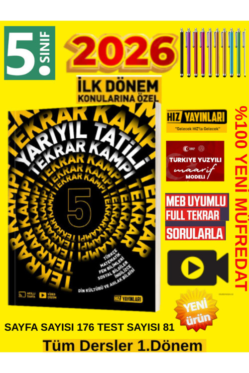 Hız Yayınları 5. Sınıf Tüm Dersler Tekrar Kampı Yarıyıl Tatili 1. Dönem Orta Düzey Android Kalem