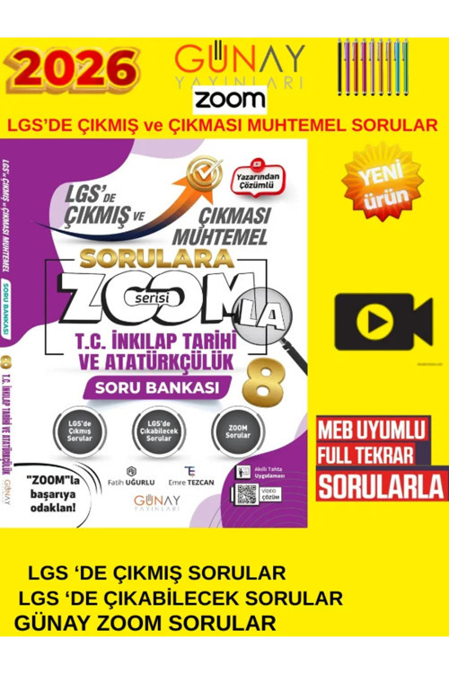 Günay Yayıncılık Günay 2026 8.Sınıf Zoomla Çıkmış Çıkabileceksorular T.C. İnkılap Tarihi Ve Atatürkçülük