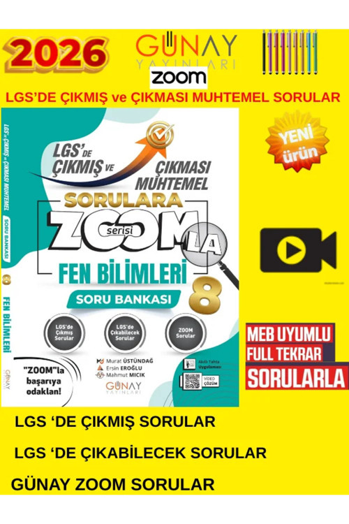 Günay Yayıncılık Günay 8.Sınıf Fen 2026 Zoomla Çıkması Muhtemel Sorular Tablet Kalem Soru Bankası