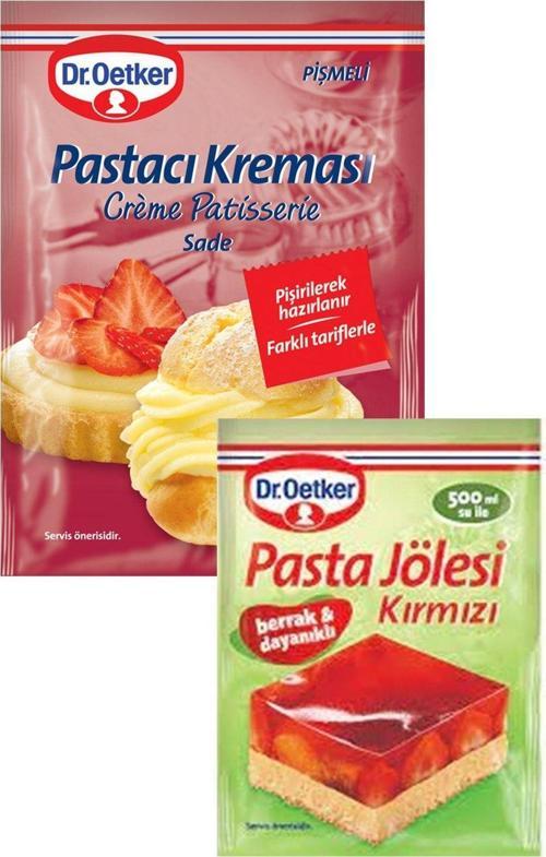 Pastacı Kreması Sade Pişmeli ve Kırmızı Pasta Jölesi