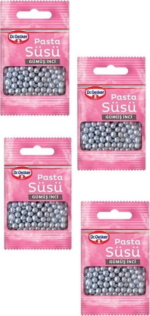 Dekor Serisi Pasta Süsü - Gümüş Inci 10 G. x 4